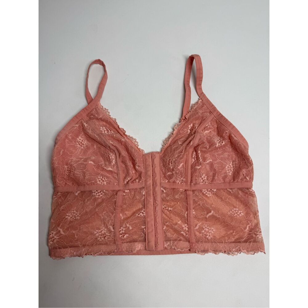 Colsie Corset Bralette Womens Top Coral Peach Longline Size L Front Closure